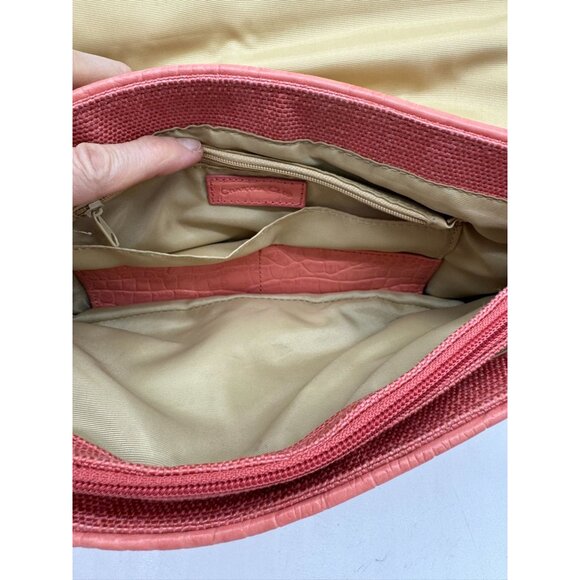 Charter Club Womens Shoulder Bag Coral Textured Faux Croc With Magnetic Closure - Picture 5 of 16